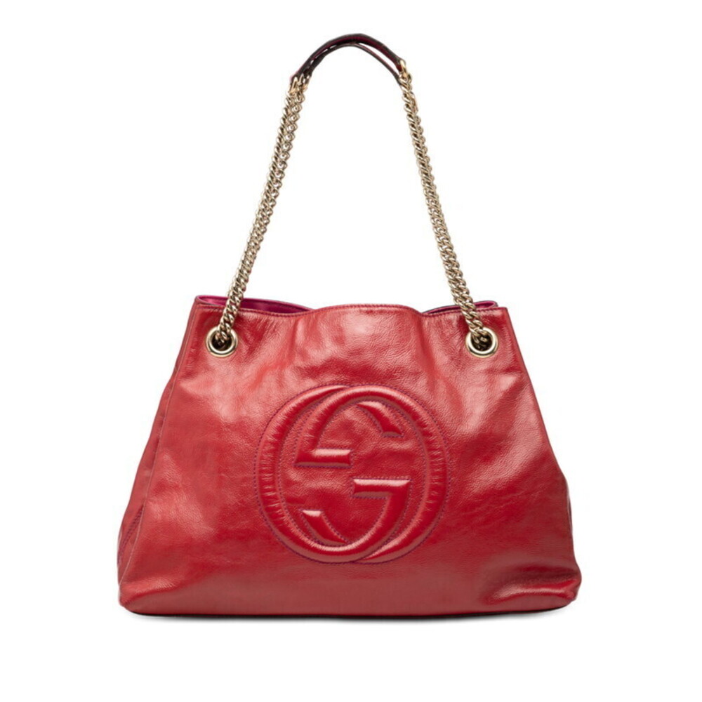 Gucci Soho Chain Shoulder Bag Red Patent Vernis Leather